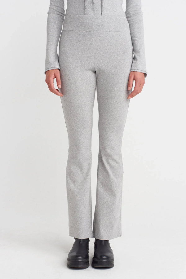 NU Comfort Fit Leggings With Back Hem Slit Light Grey Melange