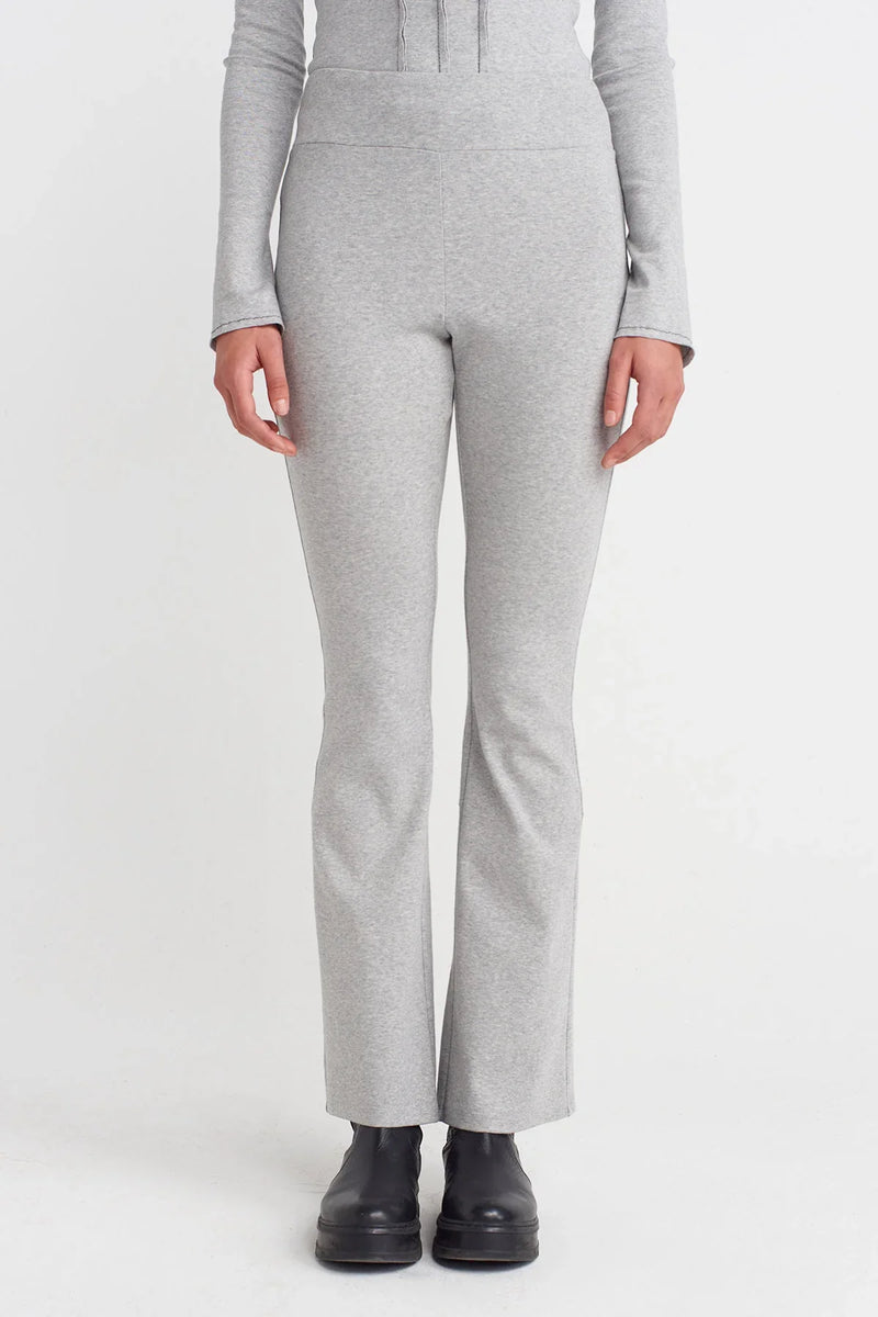 NU Comfort Fit Leggings With Back Hem Slit Light Grey Melange