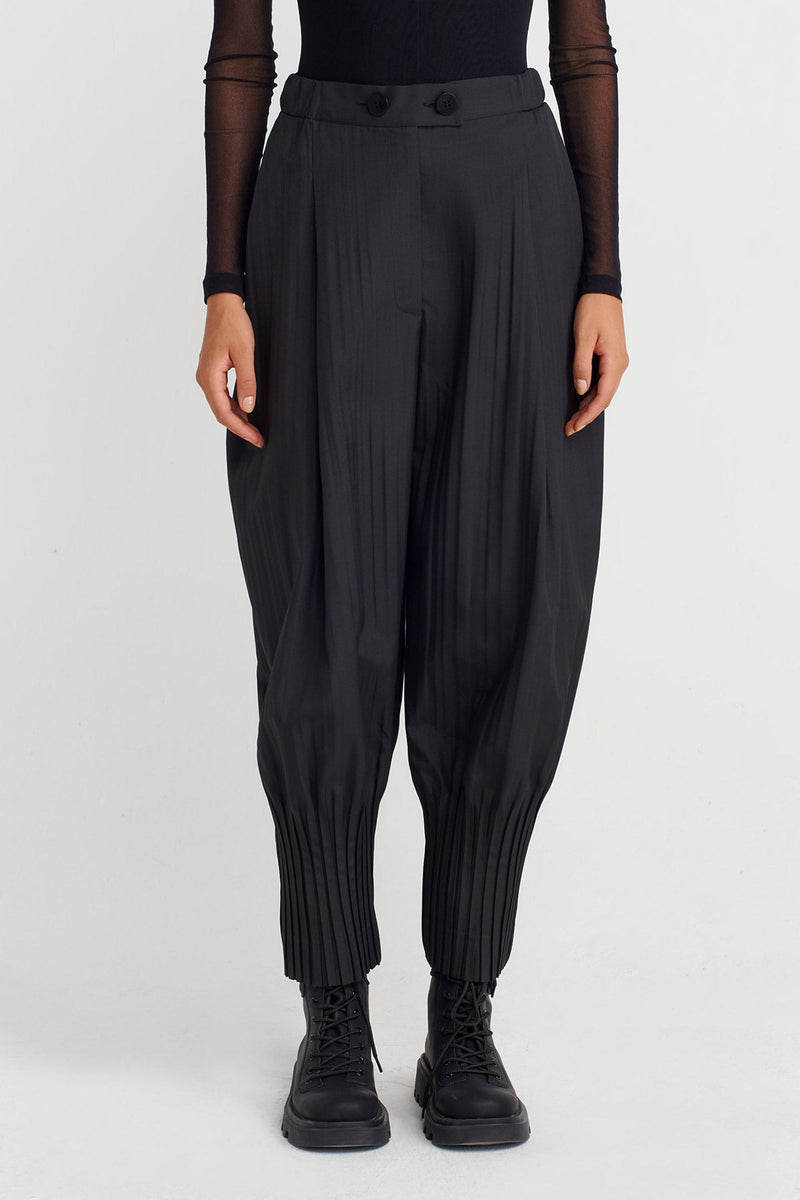 Nu Pleated Hem Trousers Black