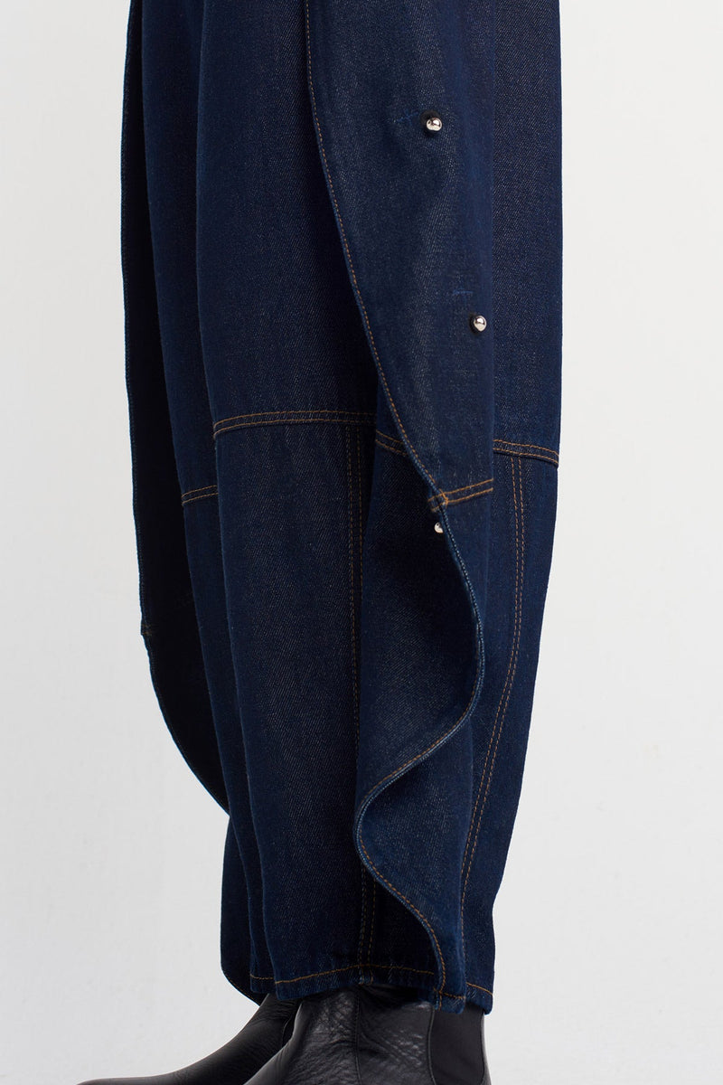 Nu Wide-Leg Denim Pants With Metal Accessories Indigo