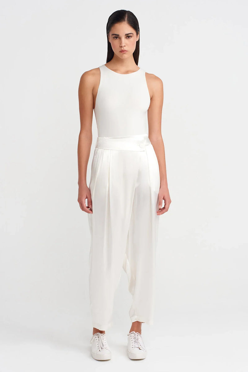 NU Satin Double-Breasted Shalwar Off White