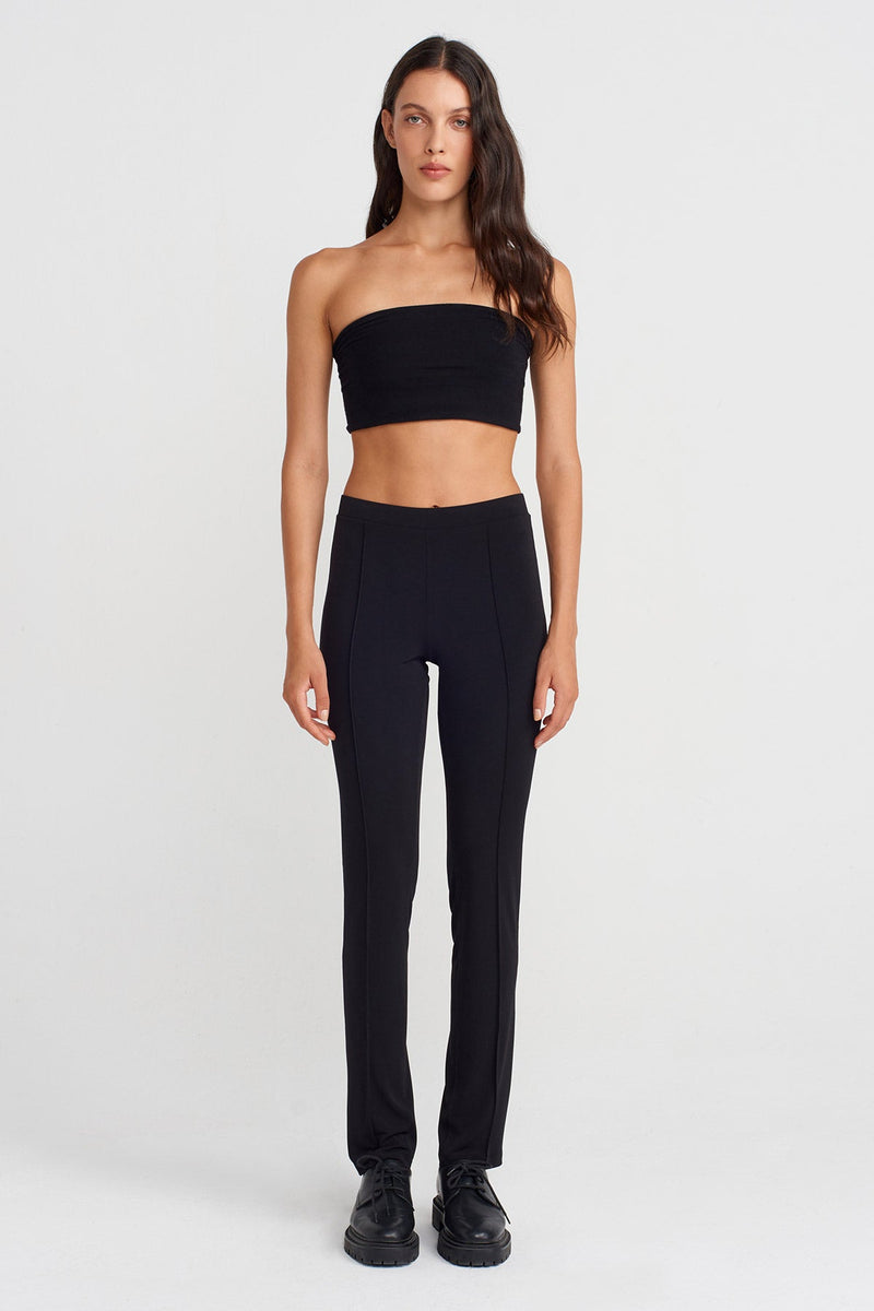 Nu Slim Fit Jersey Pants With Crease Detail Black