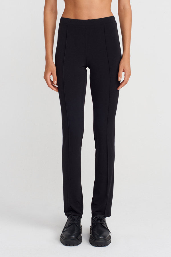 Nu Slim Fit Jersey Pants With Crease Detail Black