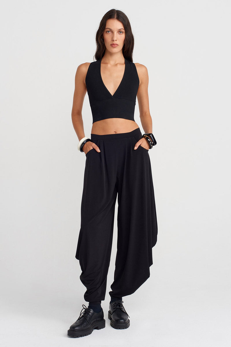 Nu Jersey Pants With Side Drapes Black