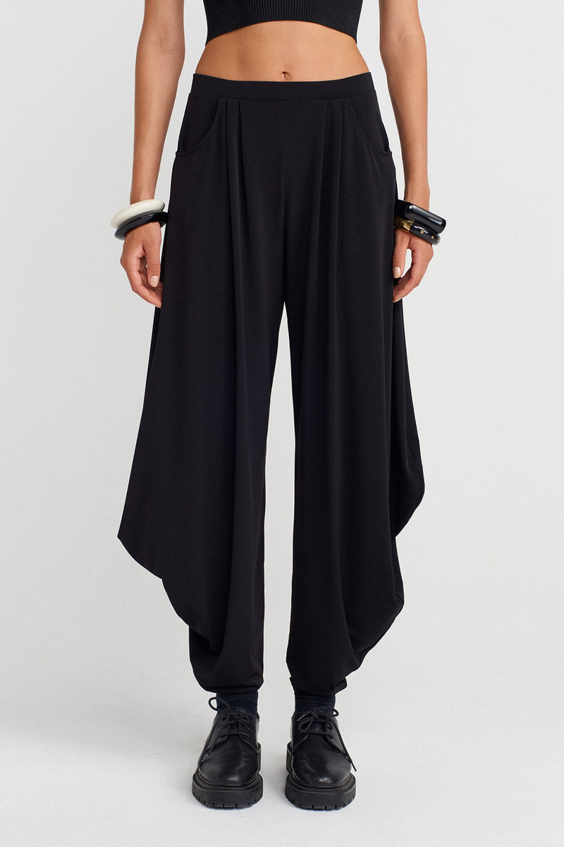 Nu Jersey Pants With Side Drapes Black
