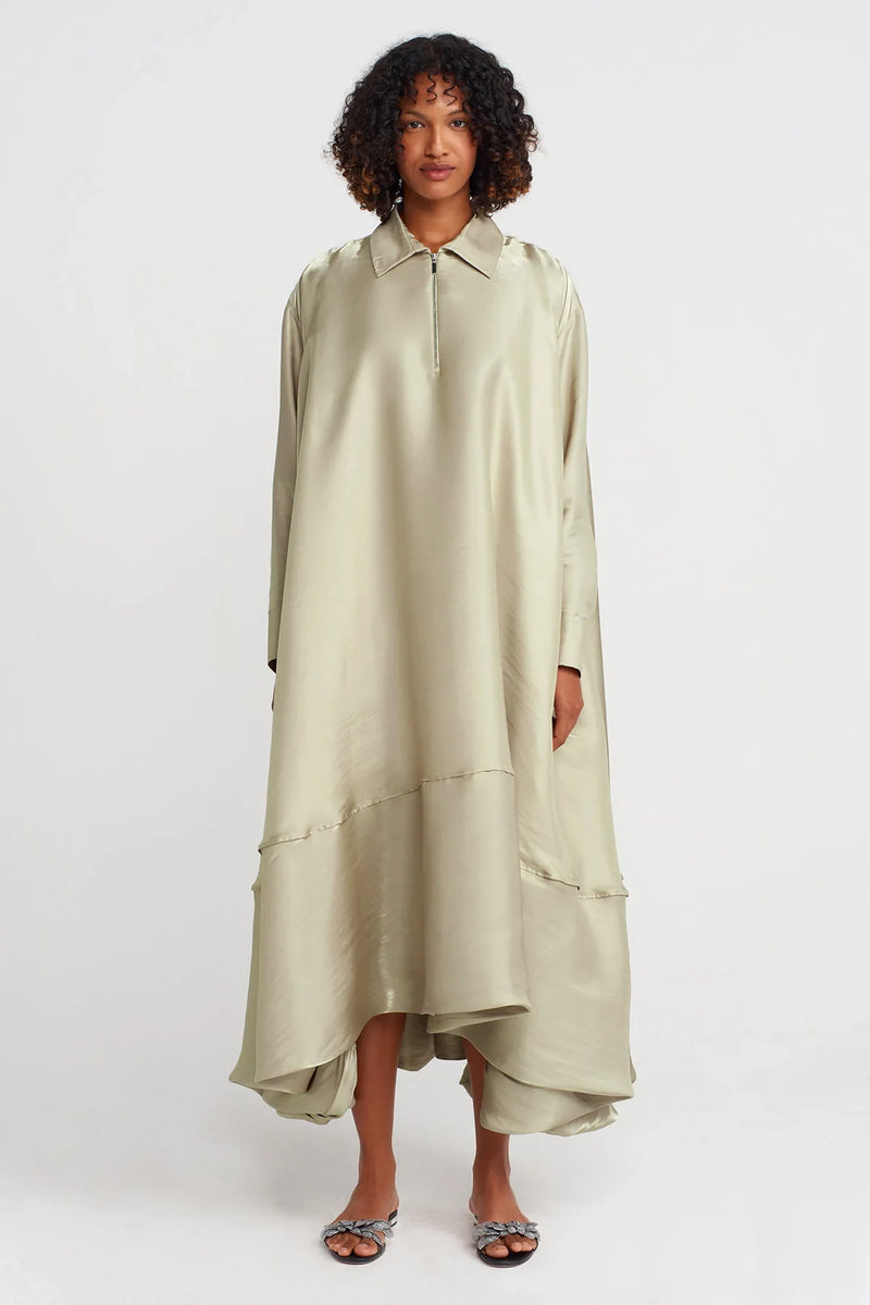 NU Shirt Collar Kaftan Dress Sand