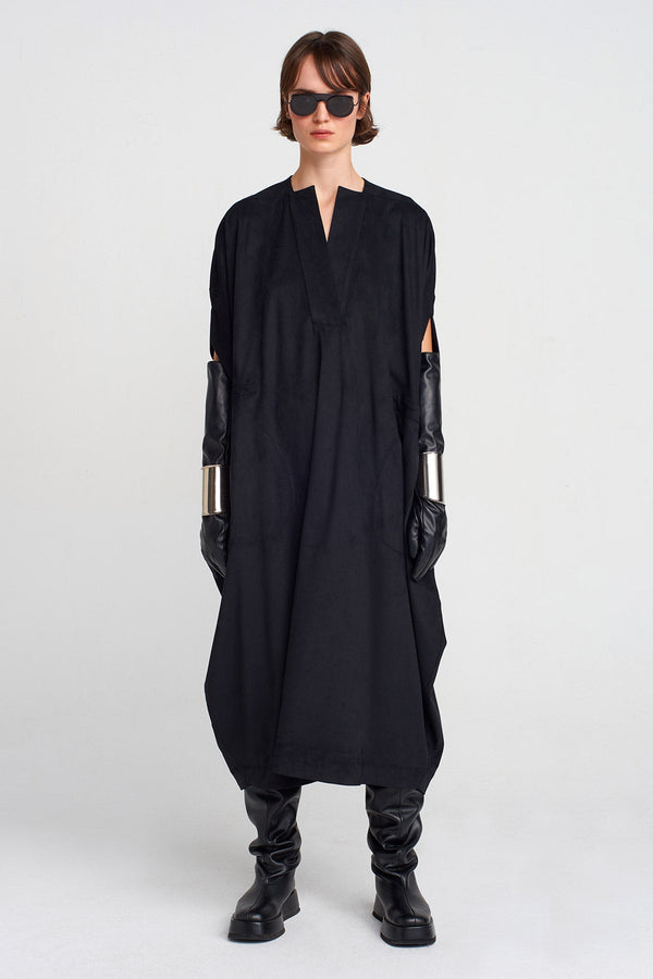 Nu Suede Look, Kaftan Dress Black