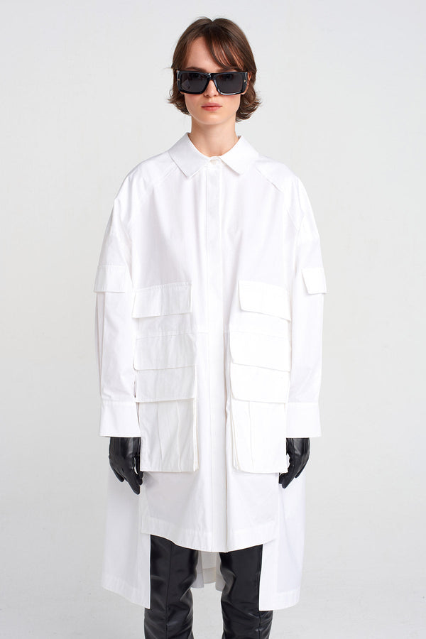 Nu Pocket Detailed Shirt Dress Off White