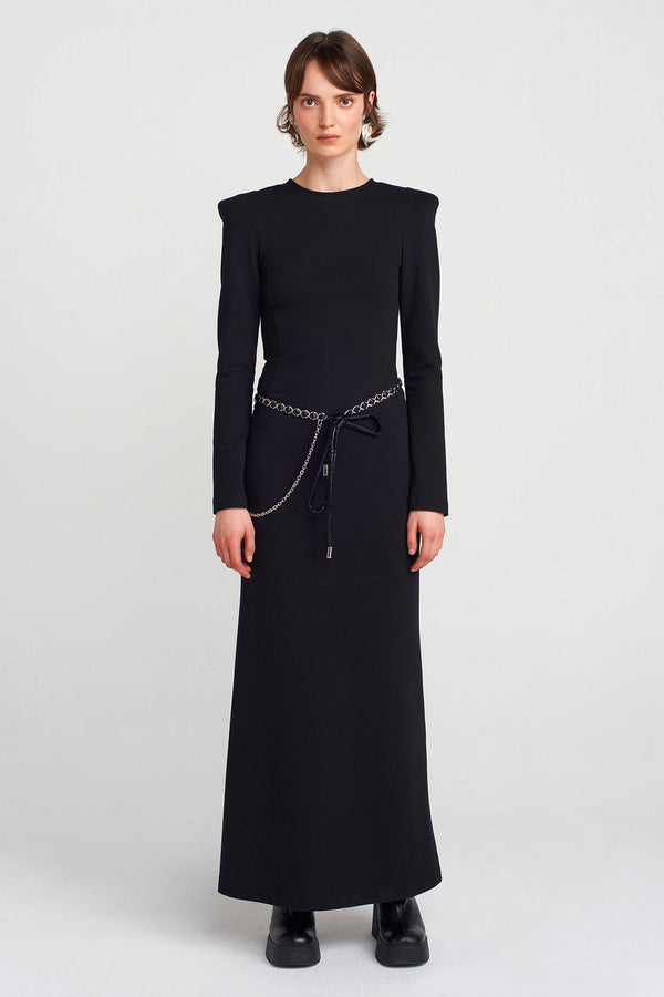 Nu Padded Long Dress Black