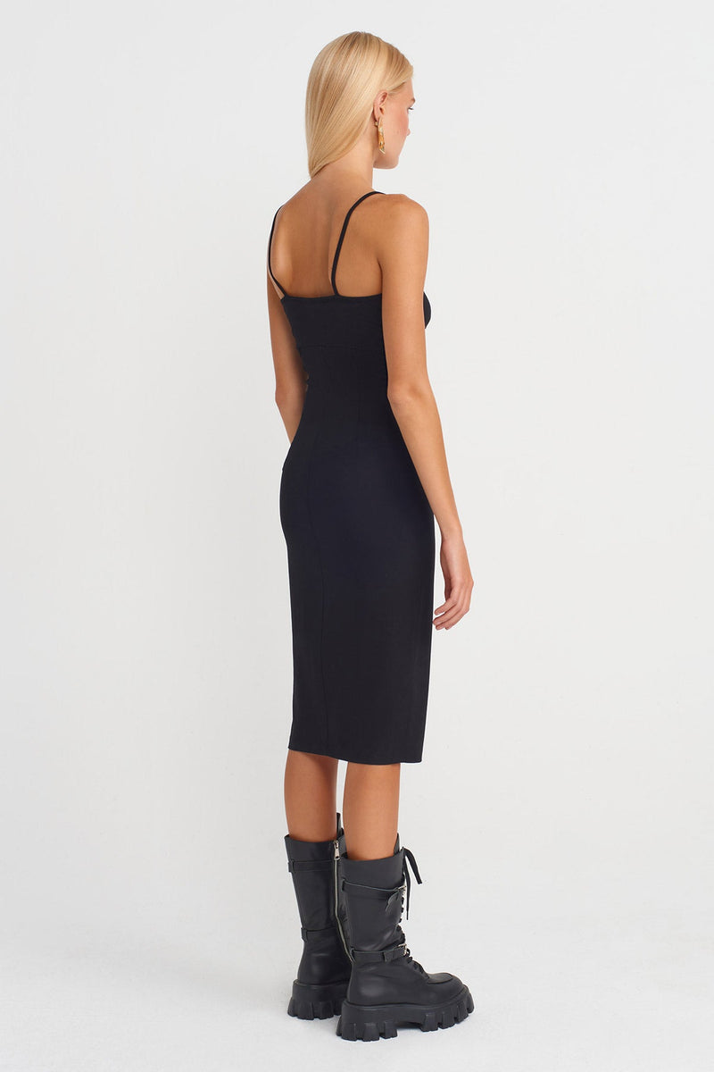 Nu Thin-Strap Midi Dress Black