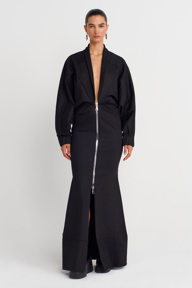 Nu Zip-Detail Maxi Dress Black