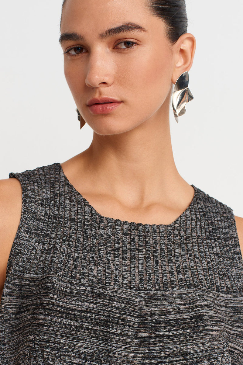 Nu Origami Textured Knit Dress Black