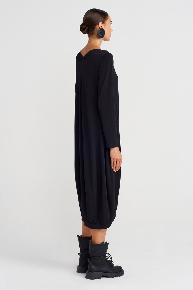 Nu V-Neck Jersey Dress Black