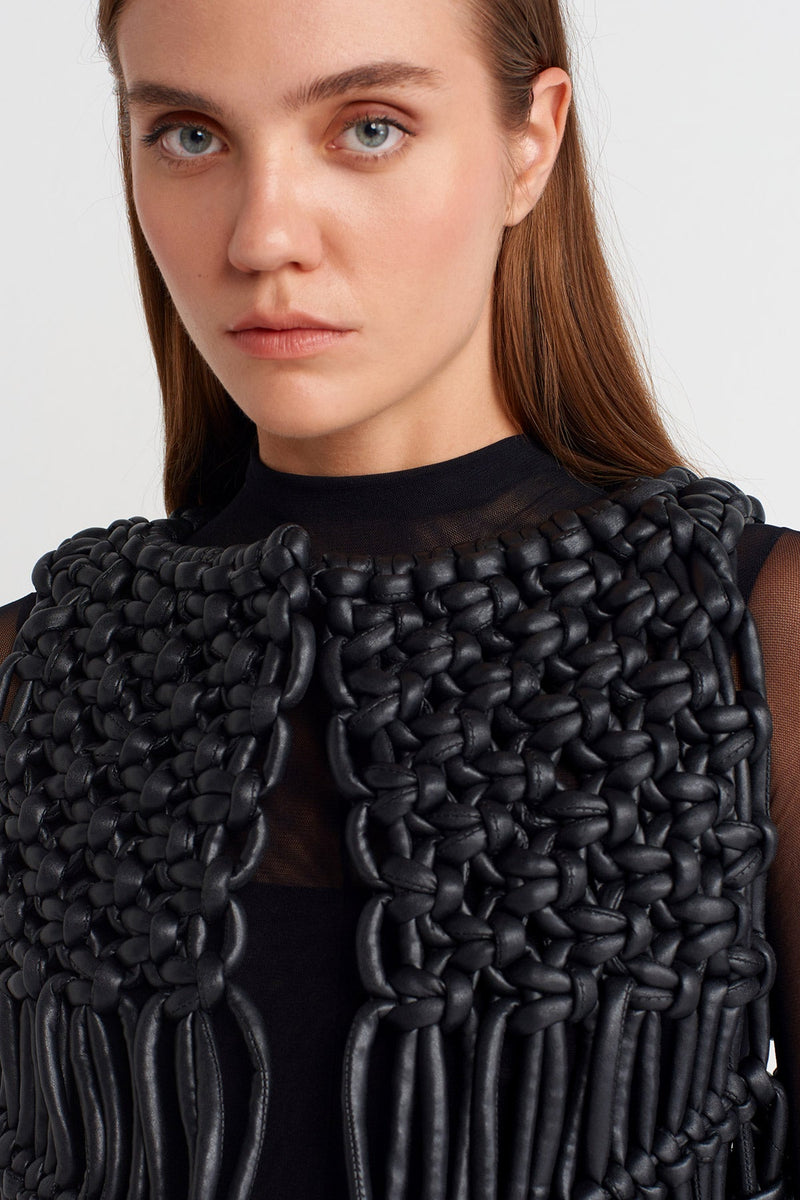 Nu Handcrafted Macramé Vest Black