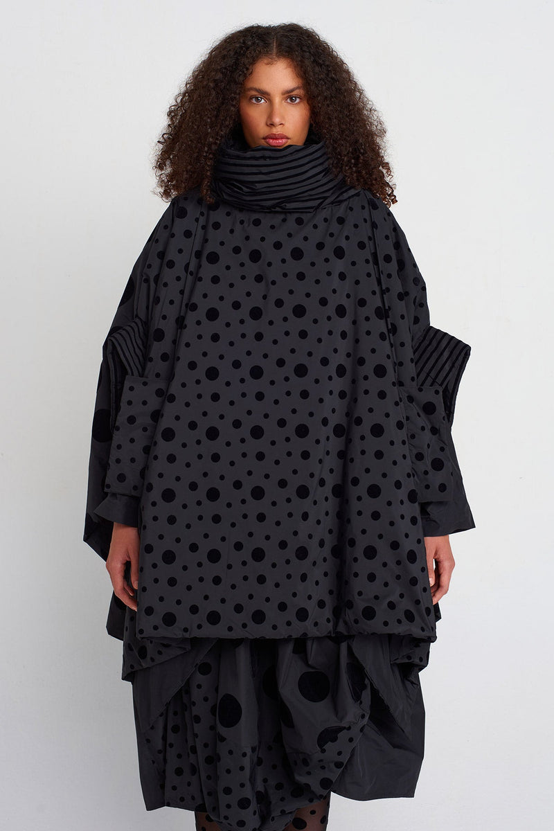 Nu Velvet Polka-Dot Padded Oversized Jacket Multi Color