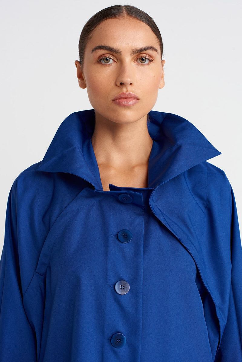 Nu Long Jacket With Regional Pleat Detailing Deep Sea