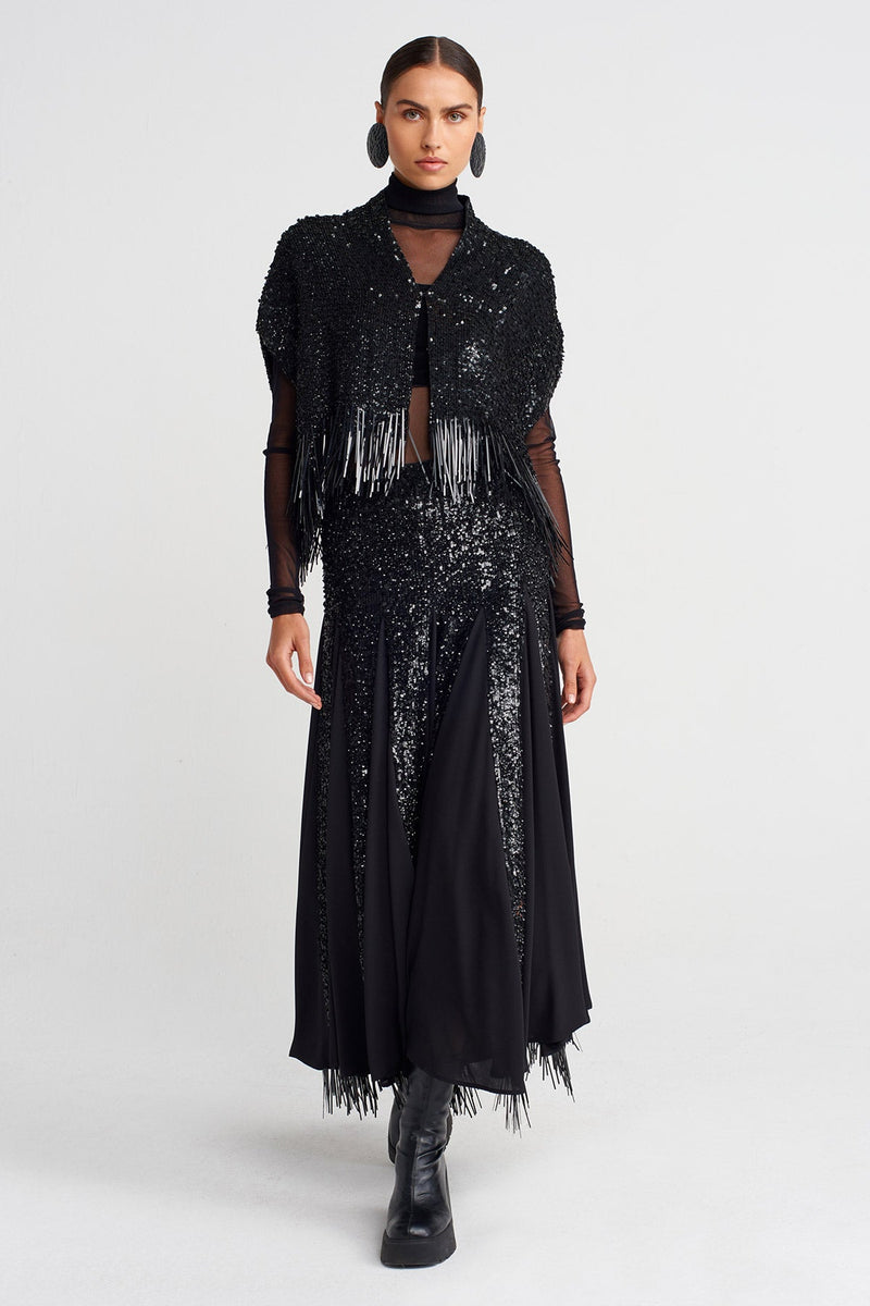 Nu Elegant Sequin-Embroidered Jacket Black