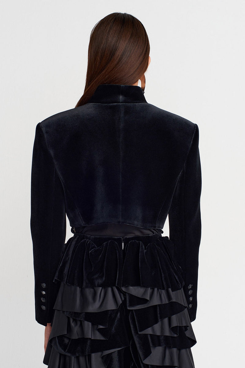 Nu Cropped Velvet Jacket Black