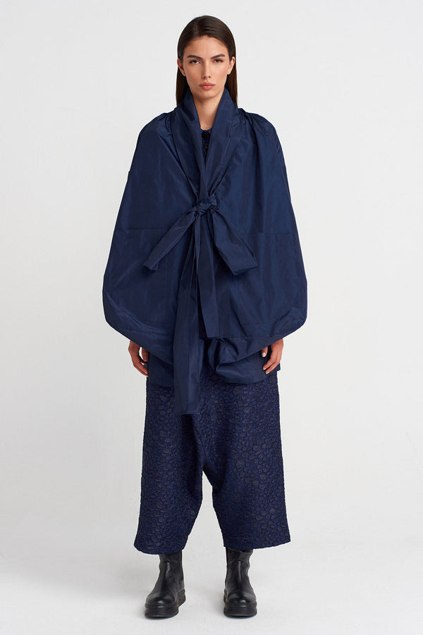 Nu Haori-Inspired Tie Jacket Marine Blue