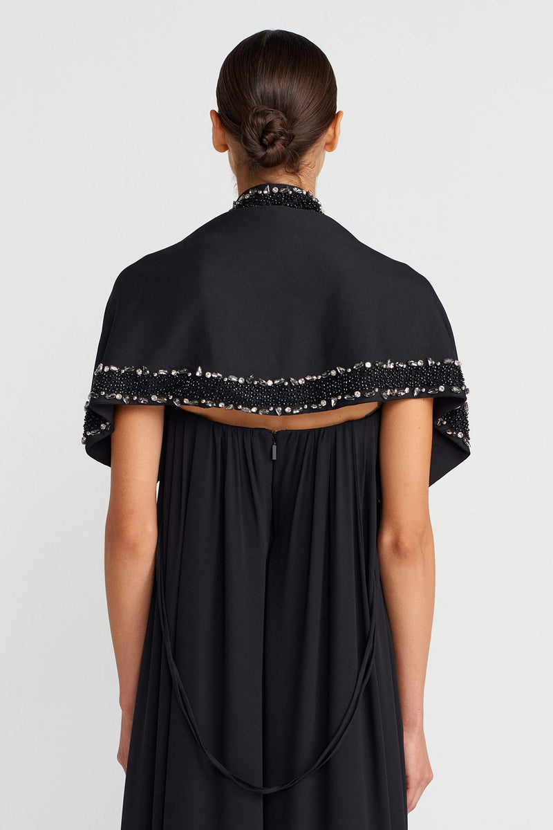 Nu Hand-Embroidered Shawl Black