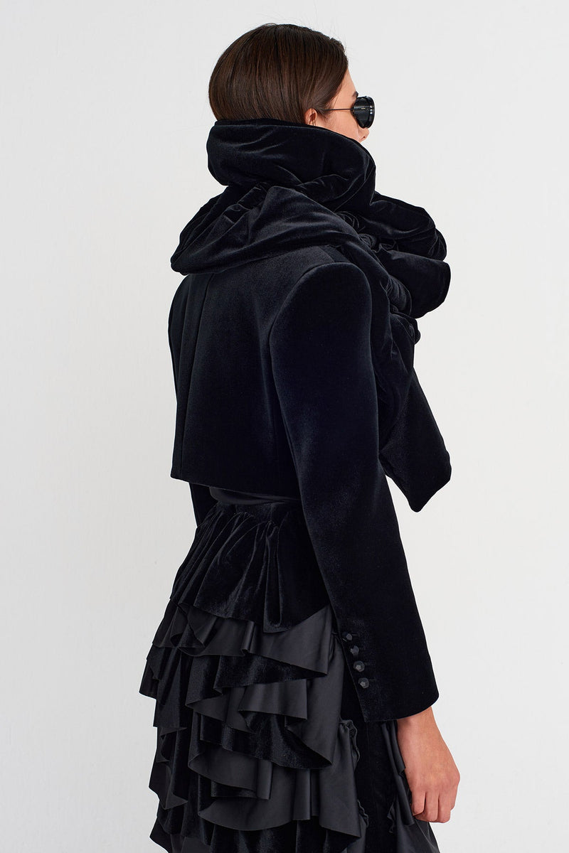 Nu Velvet Ruffled Shawl Black