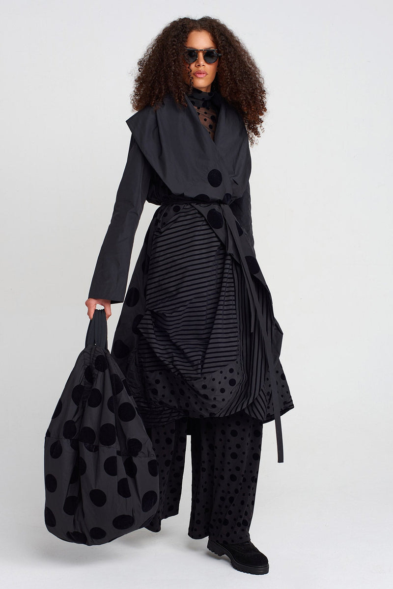 Nu Striped And Polka-Dot Draped Taffeta Coat Multi Color