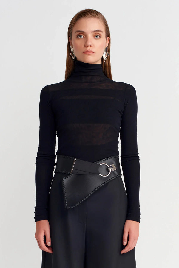 Nu Hooked Braided Leather Belt Black