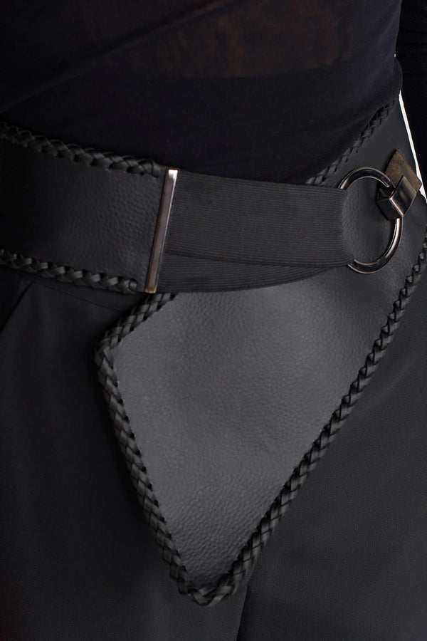 Nu Hooked Braided Leather Belt Black