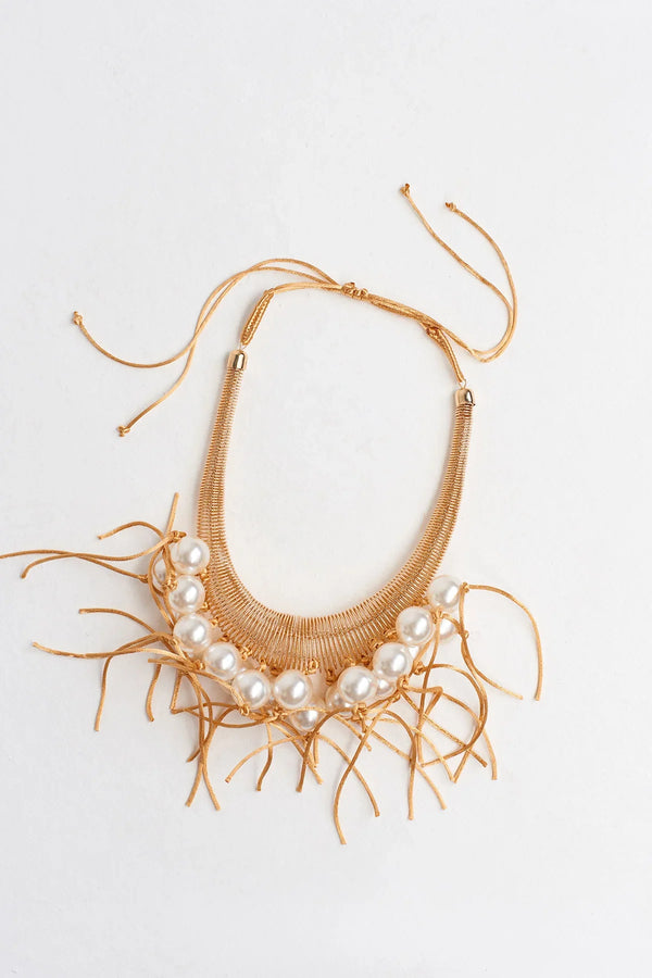 NU Large Pearl Rope Necklace Gold