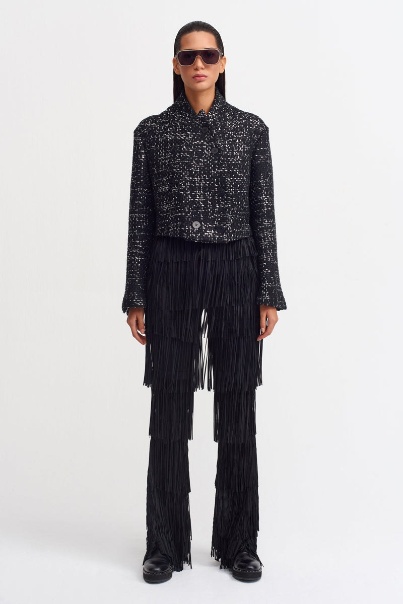 NU Lurex Crop Jacket Black