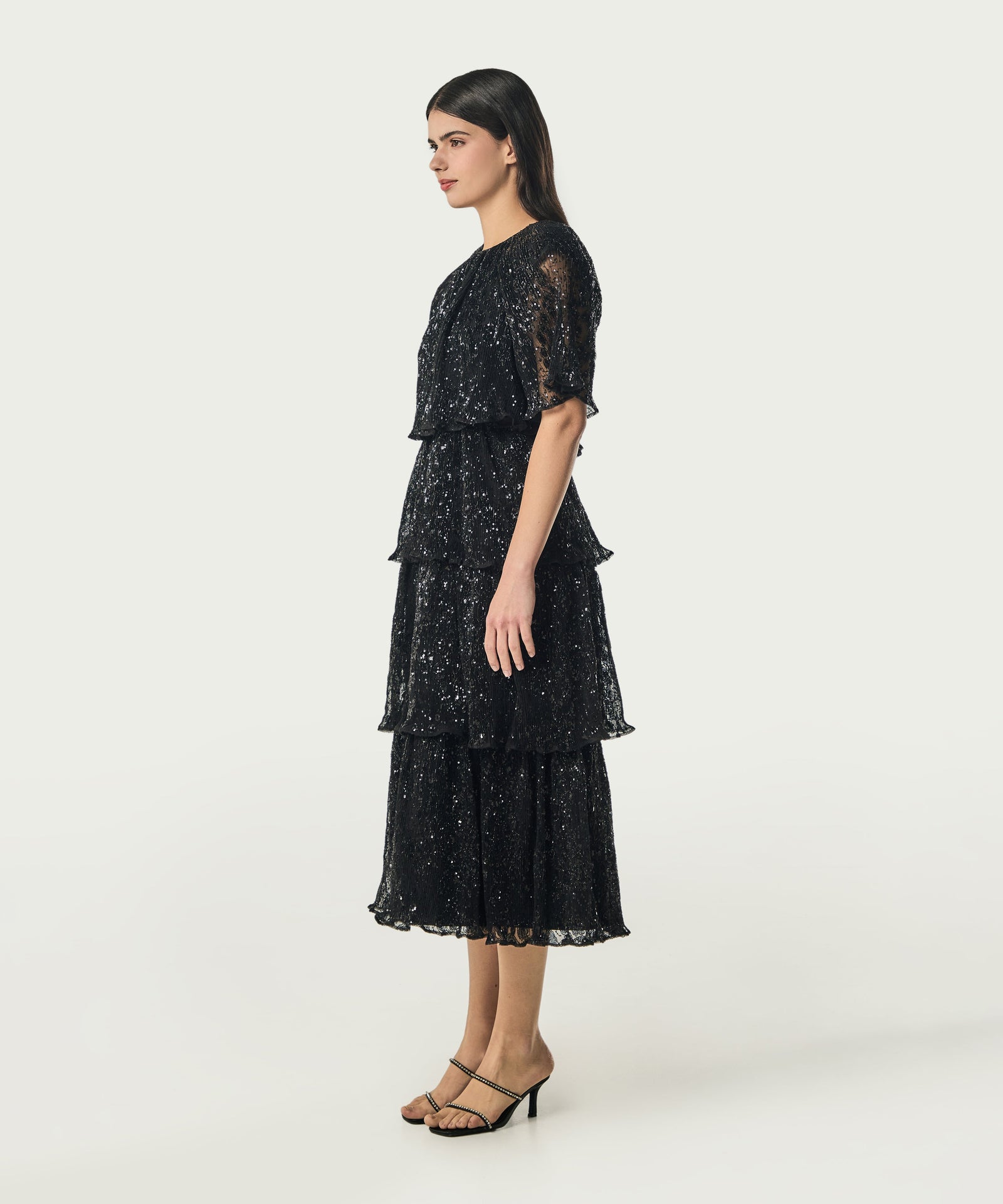Machka Sequin Detailed Layered Dress Black – Wardrobe Fashion IN