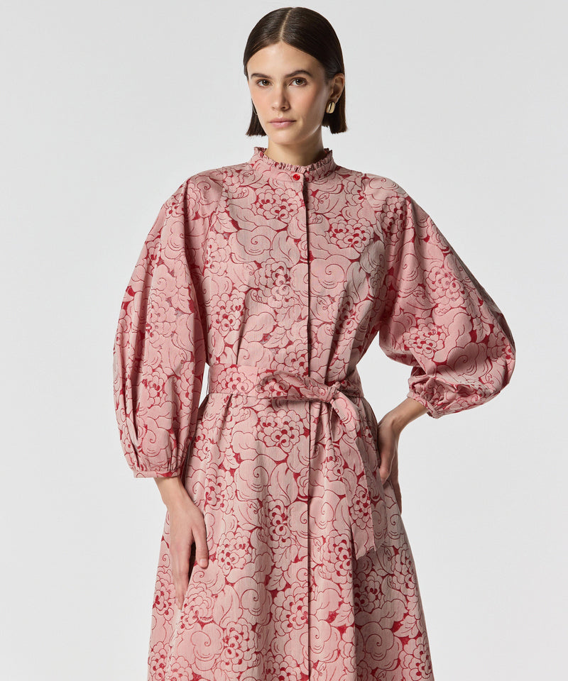 Machka Jacquard Belted Dress Salmon