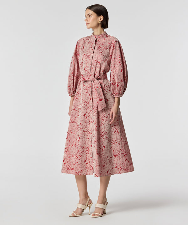 Machka Jacquard Belted Dress Salmon