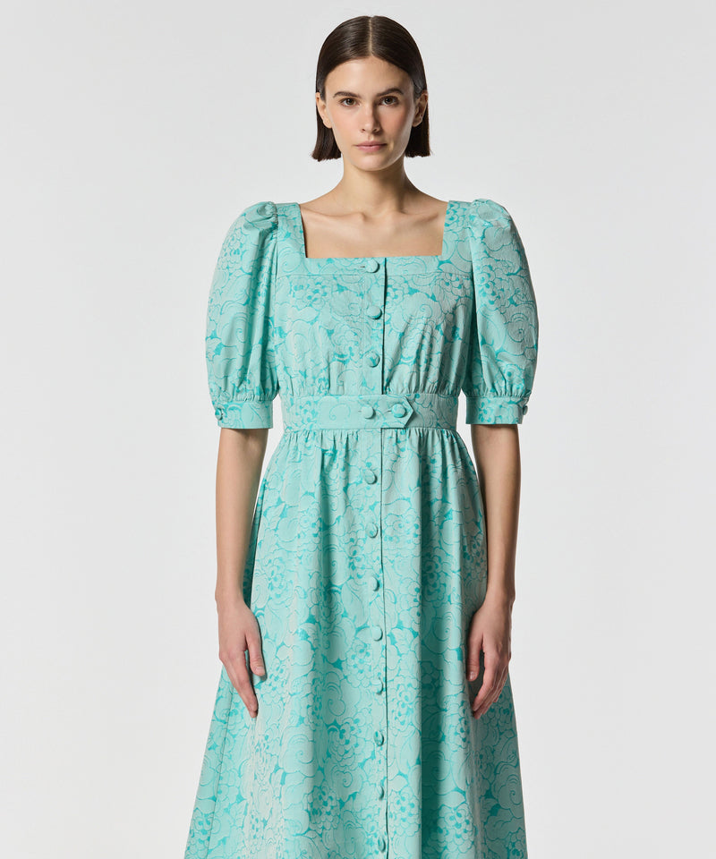 Machka Jacquard Square Neck Dress Nile