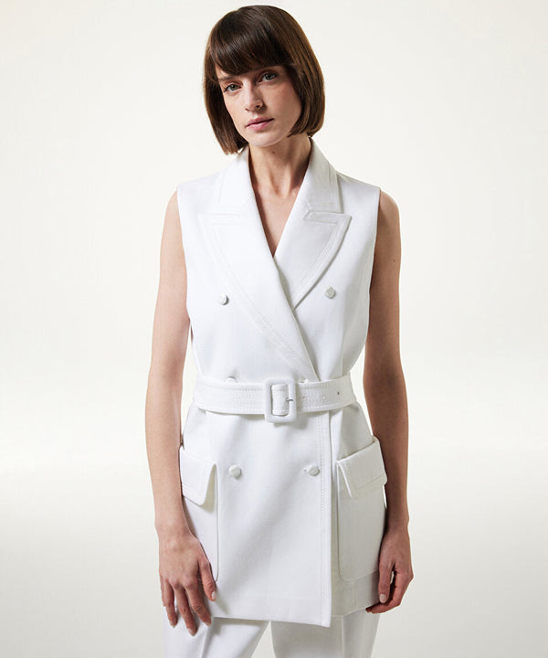 Machka Double-Breasted Vest With Large Pockets White