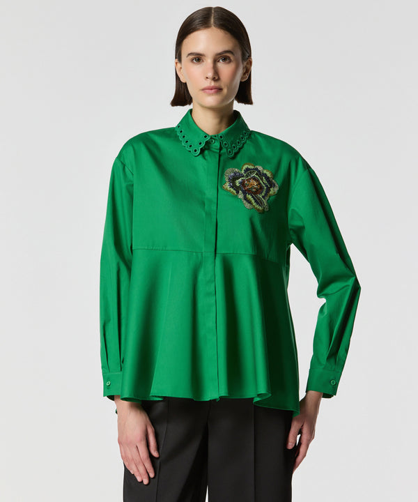 Machka Embroidered Poplin Shirt Green