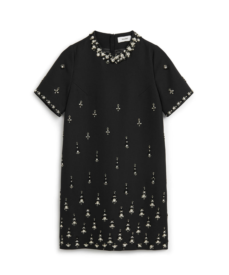 Machka Crystal Stone Embroidered Dress Black