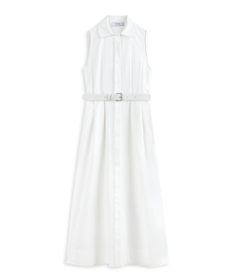 Machka Leather Belt Dress White