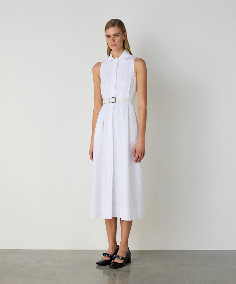 Machka Leather Belt Dress White