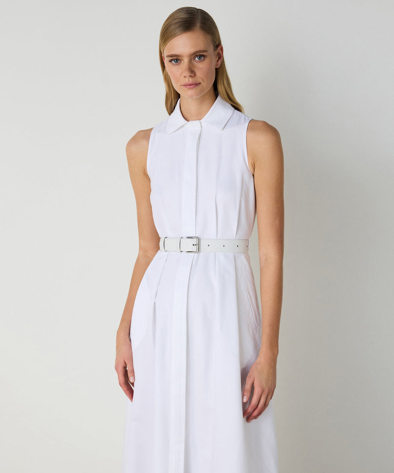 Machka Leather Belt Dress White