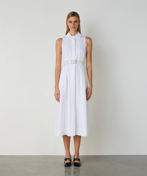 Machka Leather Belt Dress White