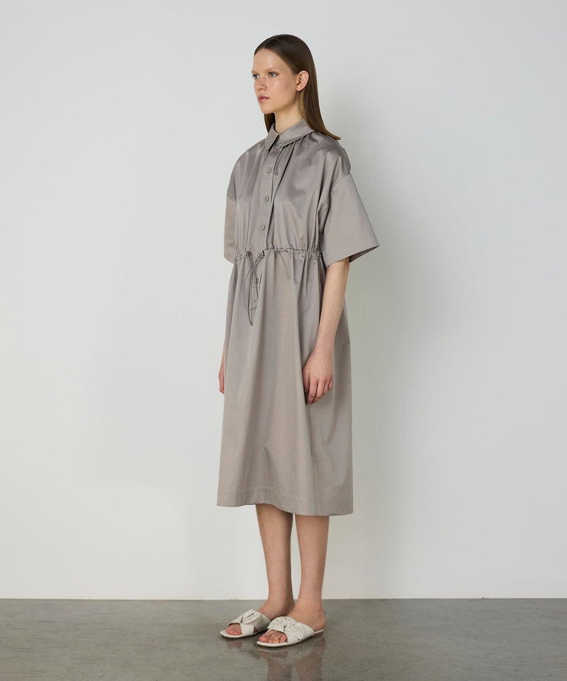 Machka Adjustable Waist Poplin Dress Stone