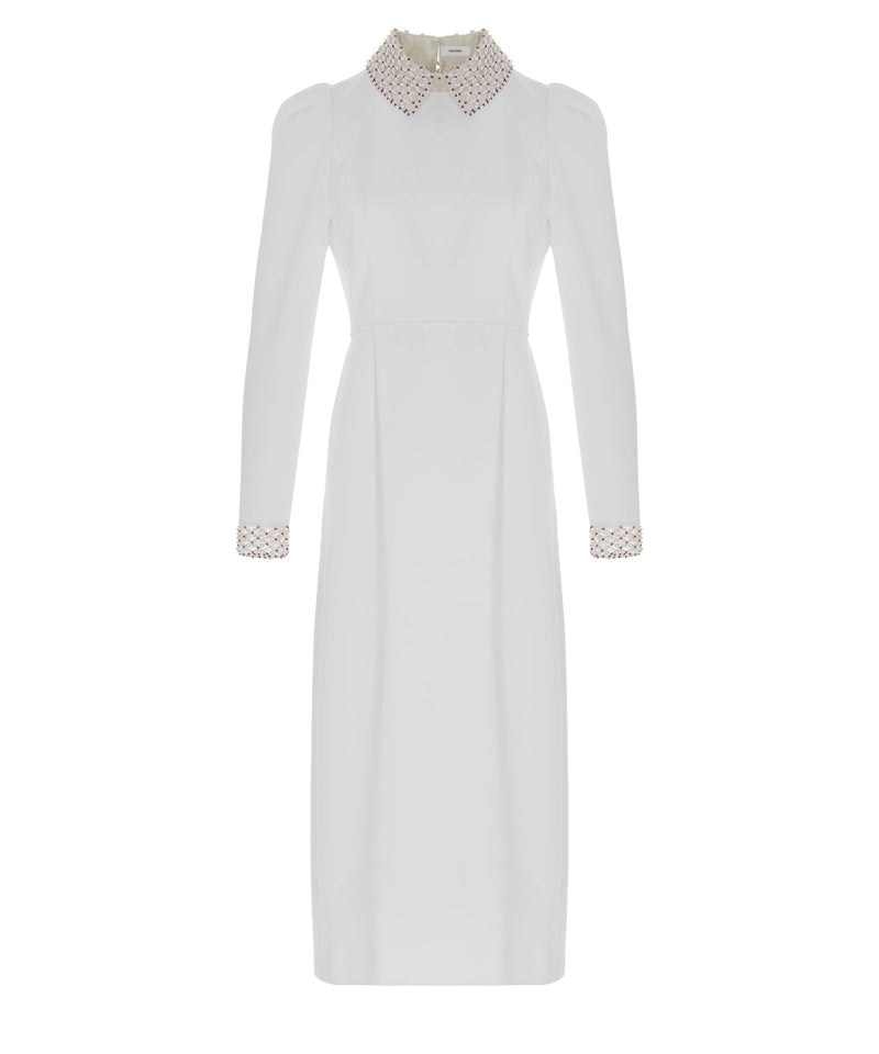 Machka Bead-Embellished Long Sleeve Dress White