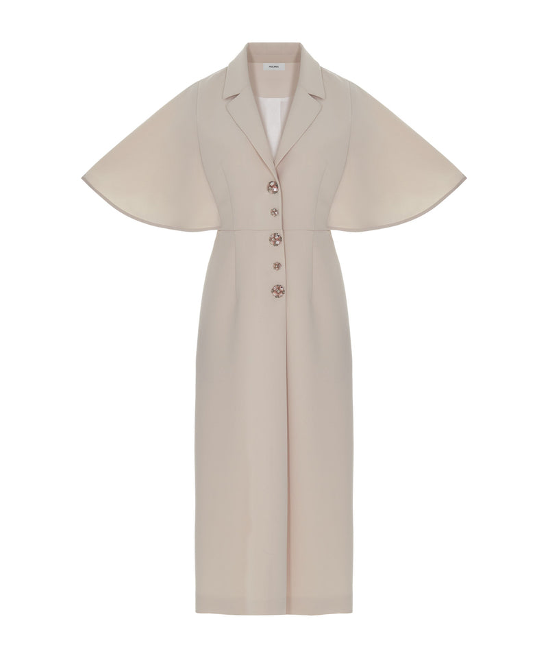 Machka Wide Sleeve Dress With Button Accessories Beige