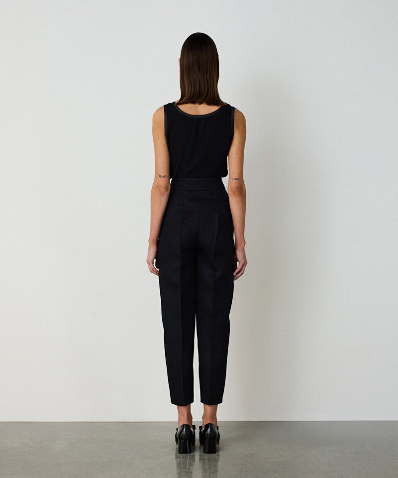 Machka Cigarette Fit Crepe Trousers Black