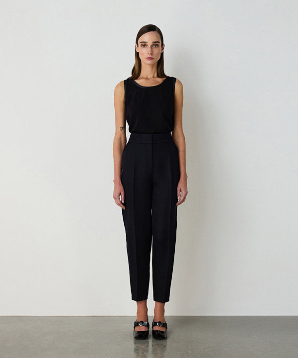 Machka Cigarette Fit Crepe Trousers Black