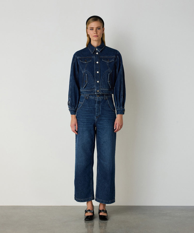 Machka Wide Leg Fit Denim Pants Indigo