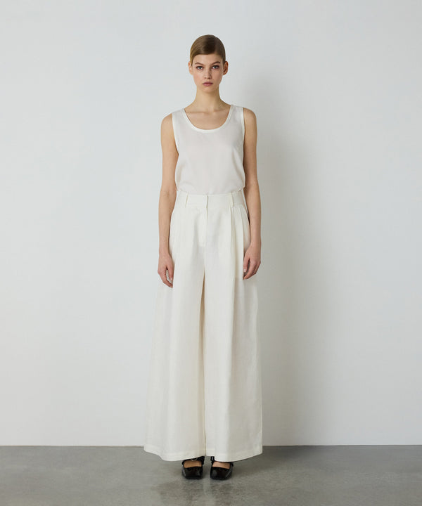 Machka Wide-Cut Linen Trousers White