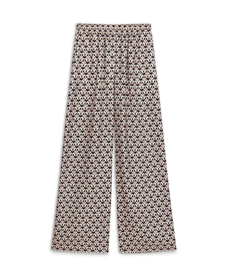 Machka Geometric Pattern Silk Trousers Powder