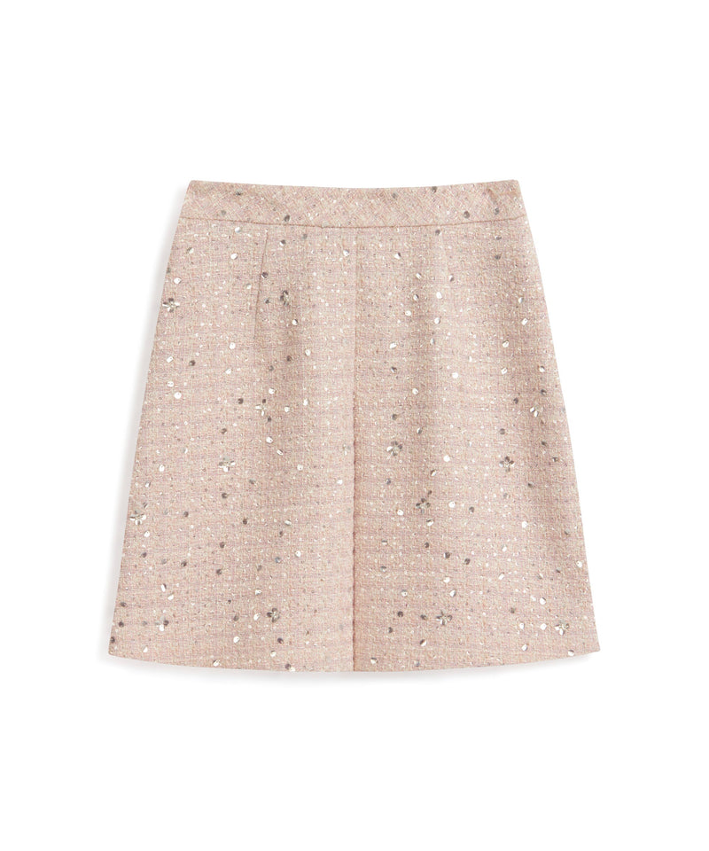 Machka Sequined Tweed Skirt Powder